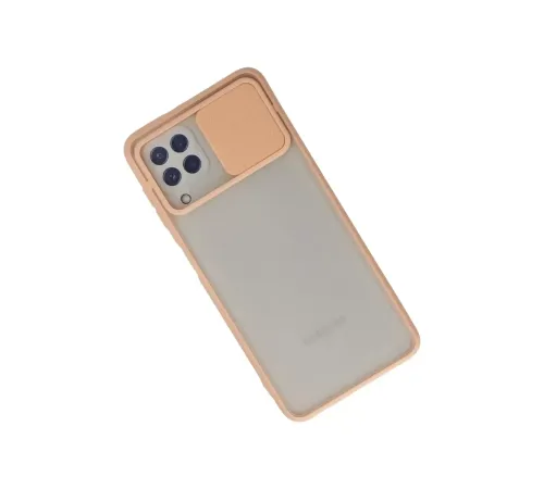 Samsung Galaxy A22 Kılıf Palm Buzlu Kamera Sürgülü Silikon - Pembe