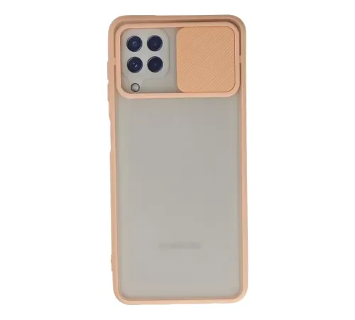 Samsung Galaxy A22 Kılıf Palm Buzlu Kamera Sürgülü Silikon - Pembe