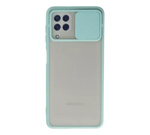 Samsung Galaxy A22 Kılıf Palm Buzlu Kamera Sürgülü Silikon - Turkuaz
