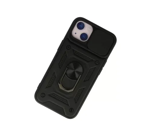 Apple iPhone 13 Kılıf Pars Lens Yüzüklü Silikon - Siyah