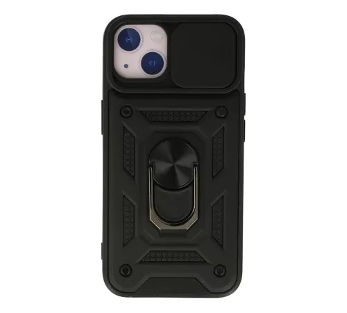 Apple iPhone 13 Kılıf Pars Lens Yüzüklü Silikon - Siyah