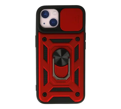 Apple iPhone 13 Kılıf Pars Lens Yüzüklü Silikon - Kırmızı