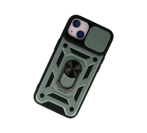 Apple iPhone 13 Kılıf Pars Lens Yüzüklü Silikon - Yeşil