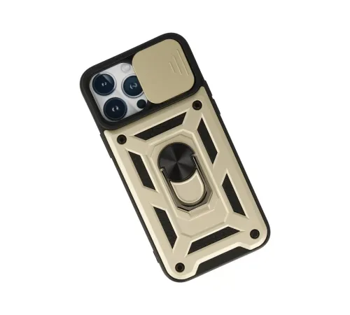 Apple iPhone 13 Pro Kılıf Pars Lens Yüzüklü Silikon - Gold