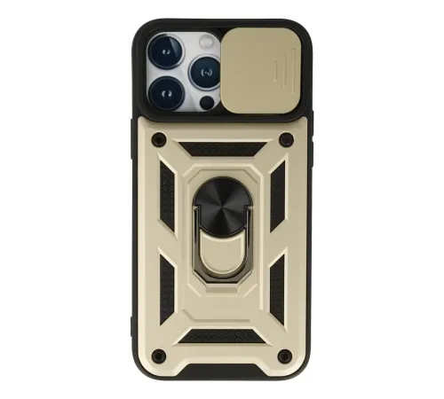 Apple iPhone 13 Pro Kılıf Pars Lens Yüzüklü Silikon - Gold