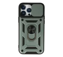 Apple iPhone 13 Pro Kılıf Pars Lens Yüzüklü Silikon - Yeşil