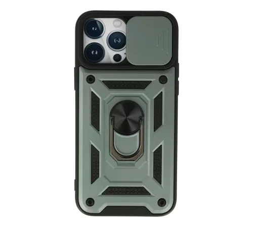 Apple iPhone 13 Pro Kılıf Pars Lens Yüzüklü Silikon - Yeşil