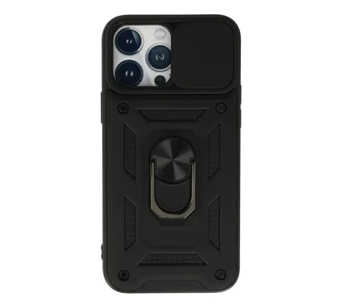 Apple iPhone 13 Pro Max Kılıf Pars Lens Yüzüklü Silikon - Siyah