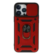 Apple iPhone 13 Pro Max Kılıf Pars Lens Yüzüklü Silikon - Kırmızı