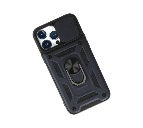 Apple iPhone 13 Pro Max Kılıf Pars Lens Yüzüklü Silikon - Lacivert