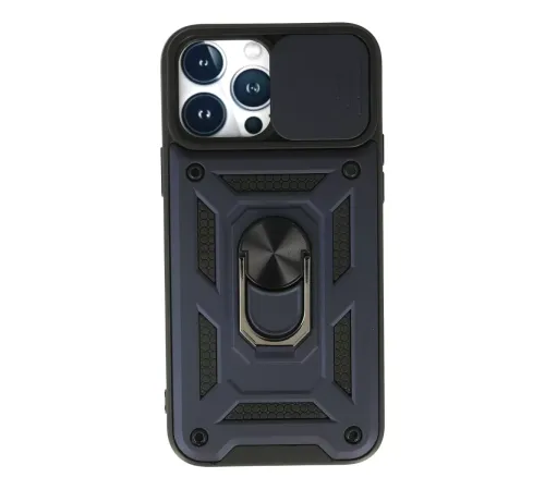 Apple iPhone 13 Pro Max Kılıf Pars Lens Yüzüklü Silikon - Lacivert
