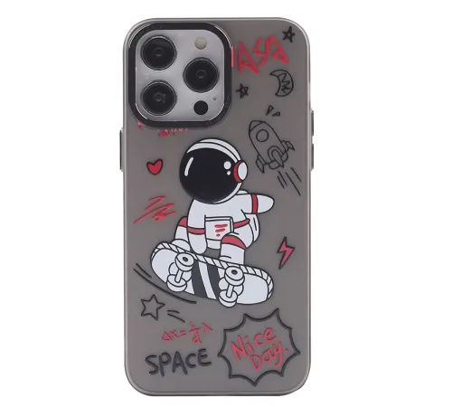 Apple iPhone 14 Pro Max Kılıf Desenli Kapak - Siyah - 1