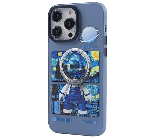 Apple iPhone 14 Pro Max Kılıf Desenli Kapak - Mavi - 1