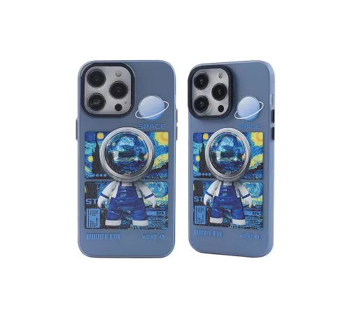 Apple iPhone 14 Pro Max Kılıf Desenli Kapak - Mavi - 1