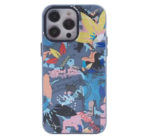 Apple iPhone 14 Pro Max Kılıf Desenli Kapak - Pembe - 1