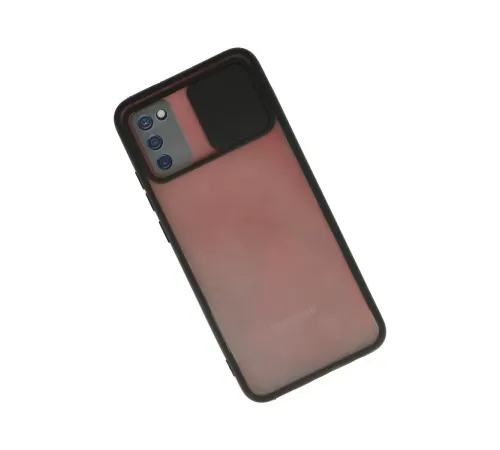 Samsung Galaxy A03S Kılıf Palm Buzlu Kamera Sürgülü Silikon - Siyah