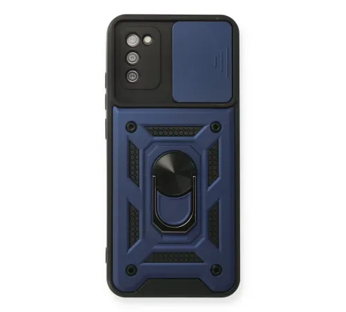 Samsung Galaxy A03S Kılıf Pars Lens Yüzüklü Silikon - Lacivert