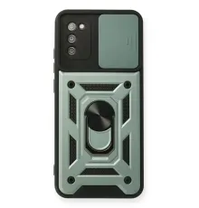 Samsung Galaxy A03S Kılıf Pars Lens Yüzüklü Silikon - Yeşil