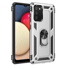 Samsung Galaxy A03S Kılıf Sofya Yüzüklü Silikon Kapak - Gümüş