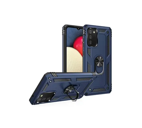 Samsung Galaxy A03S Kılıf Sofya Yüzüklü Silikon Kapak - Lacivert