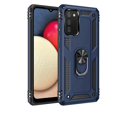 Samsung Galaxy A03S Kılıf Sofya Yüzüklü Silikon Kapak - Lacivert