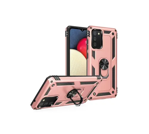 Samsung Galaxy A03S Kılıf Sofya Yüzüklü Silikon Kapak - Rose