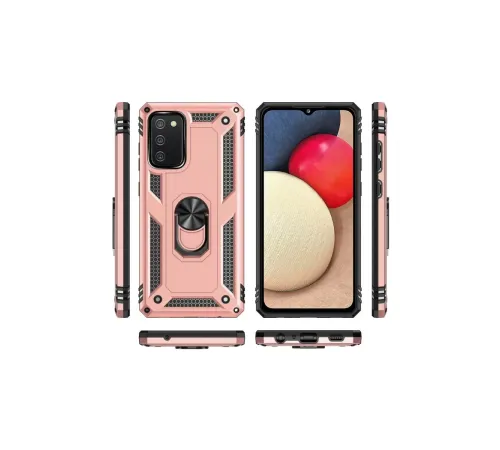 Samsung Galaxy A03S Kılıf Sofya Yüzüklü Silikon Kapak - Rose