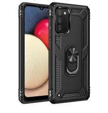 Samsung Galaxy A03S Kılıf Sofya Yüzüklü Silikon Kapak - Siyah