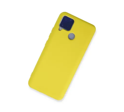 Realme C15 Kılıf Nano içi Kadife Silikon - Sarı