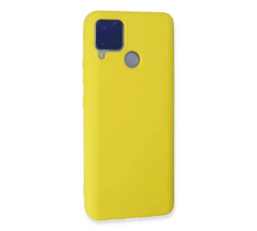 Realme C15 Kılıf Nano içi Kadife Silikon - Sarı