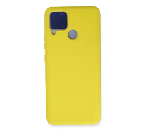 Realme C15 Kılıf Nano içi Kadife Silikon - Sarı