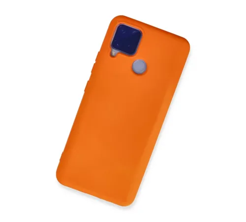 Realme C15 Kılıf Nano içi Kadife Silikon - Turuncu