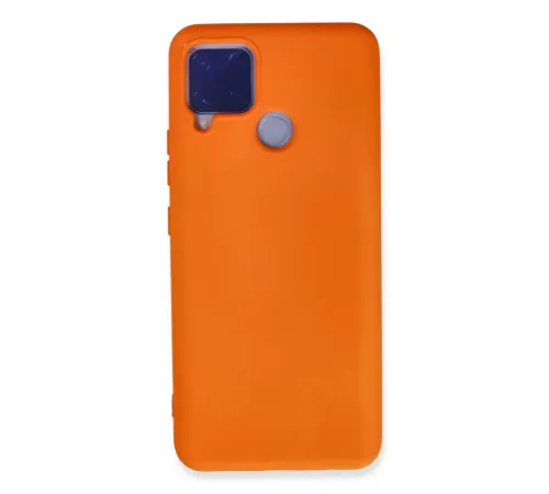 Realme C15 Kılıf Nano içi Kadife Silikon - Turuncu