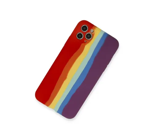 Apple iPhone 11 Pro Kılıf Ebruli Lansman Silikon - Kırmızı-Mor