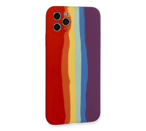Apple iPhone 11 Pro Kılıf Ebruli Lansman Silikon - Kırmızı-Mor