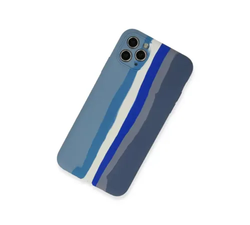 Apple iPhone 11 Pro Kılıf Ebruli Lansman Silikon - Mavi-Gri