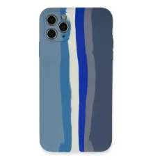 Apple iPhone 11 Pro Kılıf Ebruli Lansman Silikon - Mavi-Gri