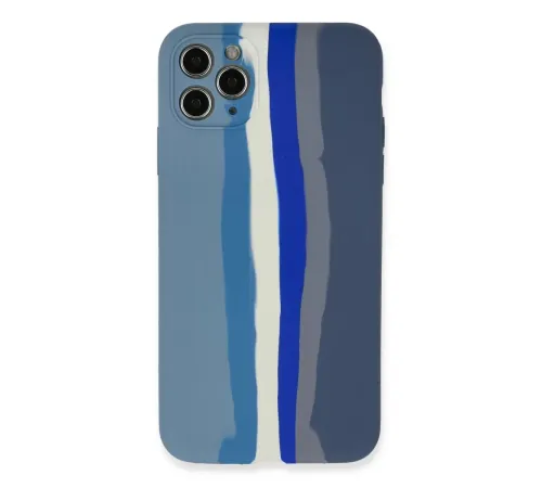 Apple iPhone 11 Pro Kılıf Ebruli Lansman Silikon - Mavi-Gri