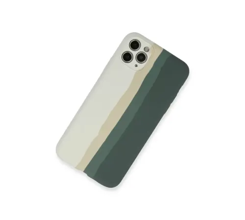 Apple iPhone 11 Pro Kılıf Ebruli Lansman Silikon - Beyaz-Gri