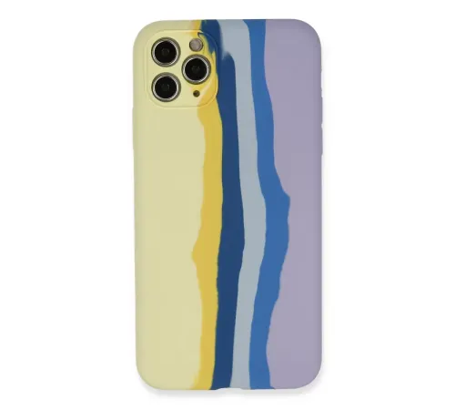 Apple iPhone 11 Pro Kılıf Ebruli Lansman Silikon - Sarı-Lila