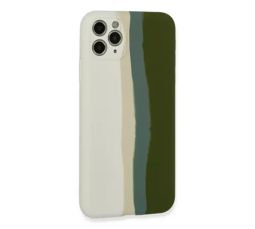 Apple iPhone 11 Pro Kılıf Ebruli Lansman Silikon - Beyaz-Yeşil