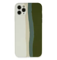 Apple iPhone 11 Pro Kılıf Ebruli Lansman Silikon - Beyaz-Yeşil