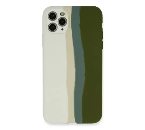 Apple iPhone 11 Pro Kılıf Ebruli Lansman Silikon - Beyaz-Yeşil
