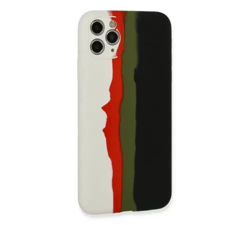 Apple iPhone 11 Pro Kılıf Ebruli Lansman Silikon - Beyaz-Siyah