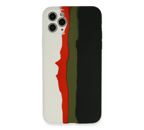 Apple iPhone 11 Pro Kılıf Ebruli Lansman Silikon - Beyaz-Siyah