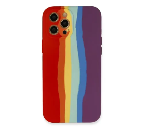 Apple iPhone 12 Pro Kılıf Ebruli Lansman Silikon - Kırmızı-Mor