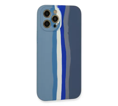Apple iPhone 12 Pro Kılıf Ebruli Lansman Silikon - Mavi-Gri