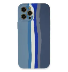 Apple iPhone 12 Pro Kılıf Ebruli Lansman Silikon - Mavi-Gri