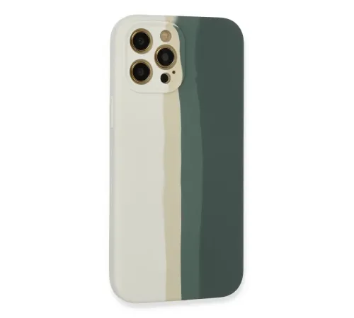 Apple iPhone 12 Pro Kılıf Ebruli Lansman Silikon - Beyaz-Gri
