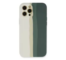 Apple iPhone 12 Pro Kılıf Ebruli Lansman Silikon - Beyaz-Gri